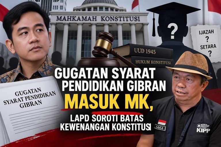 Gugatan Syarat Pendidikan Gibran Masuk MK, LAPD Soroti Batas Kewenangan Konstitusi