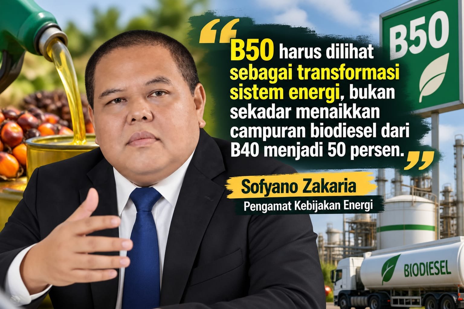 Sofyano Zakaria: B50 Bukan Sekadar Naikkan Campuran Biodiesel, tapi Transformasi Sistem Energi